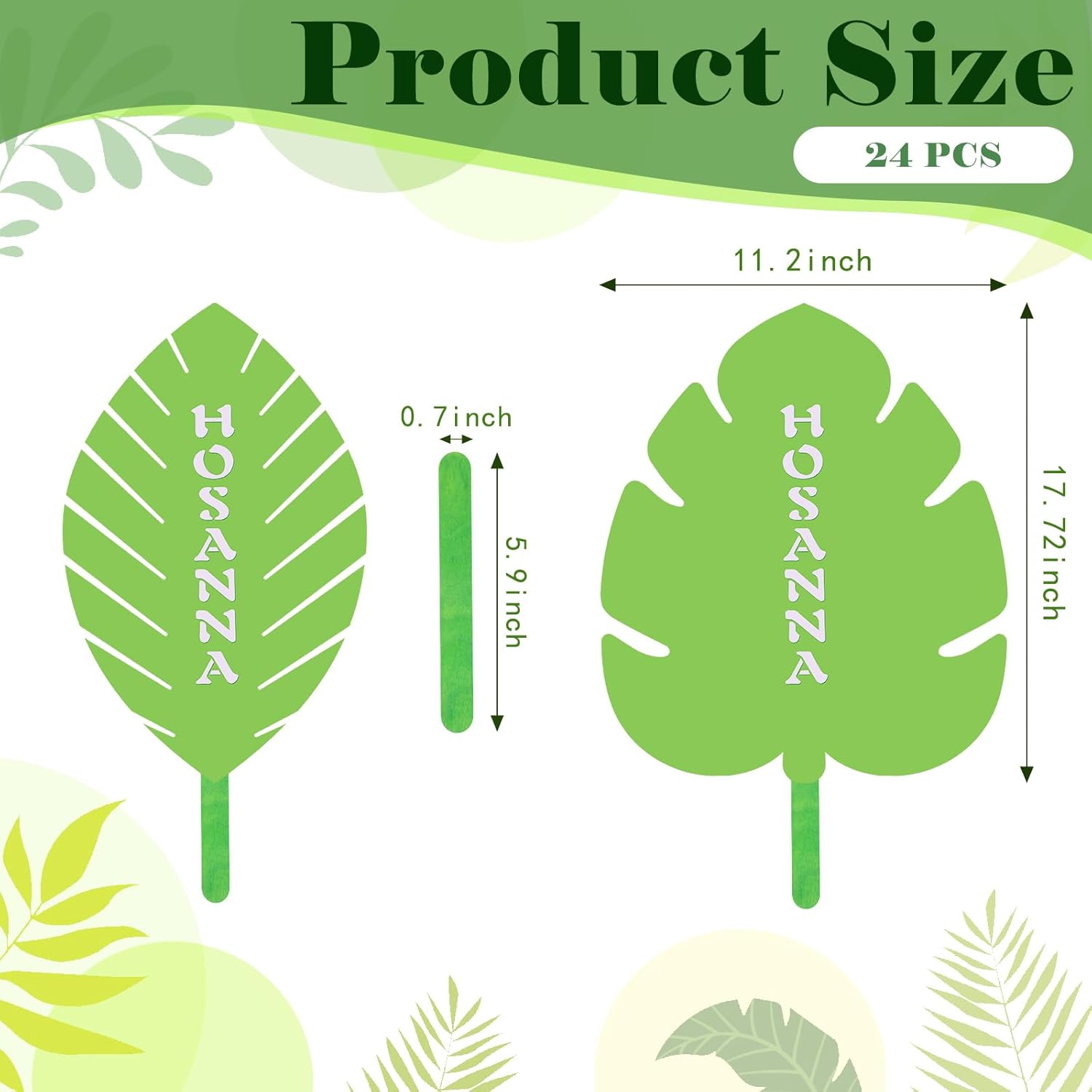24 Sets Palm Sunday Crafts for Kids 17.7'' Easter Palm Leaves Craft Christian Bible Kit Bulk with Palm Leaf Hosanna Sticks for Easter Religious Sunday School Class Family Decorations