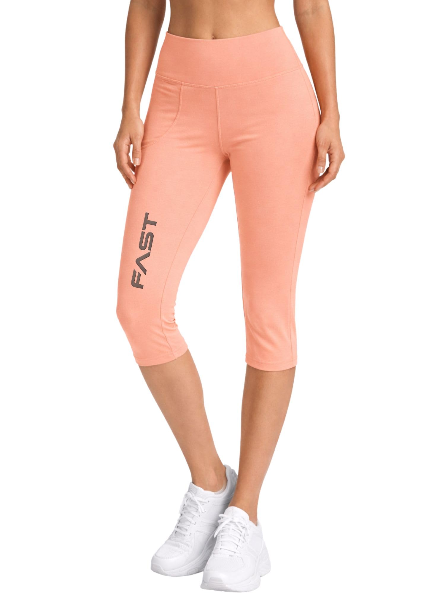 3colors Women’s High Waist Capri Leggings | Stretchable Activewear Gym Yoga Capris with Pocket | Knee Length Workout Tights-Fast-picture-31