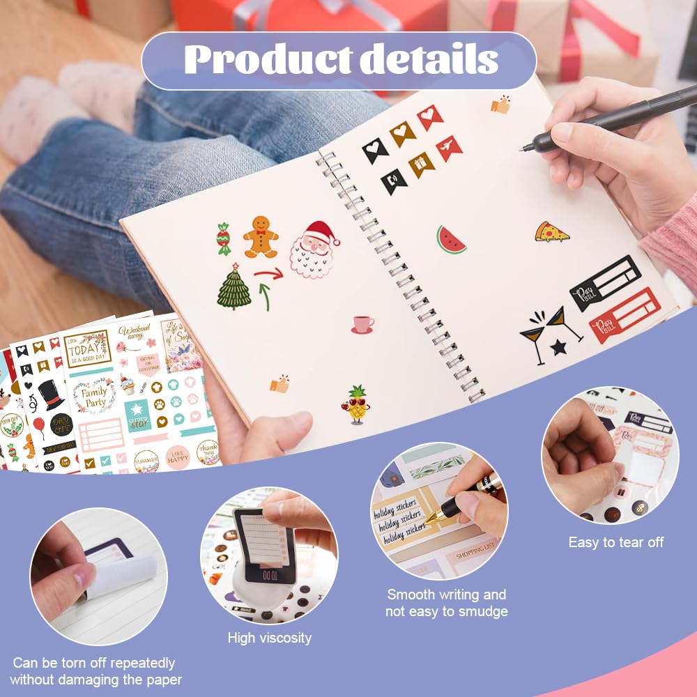 Stickers Per Bullet Journal - 27 Fogli / 1230+ Adesivi, Con Lamina Oro, Per Agenda, Diari, Decorazioni Fai Da Te