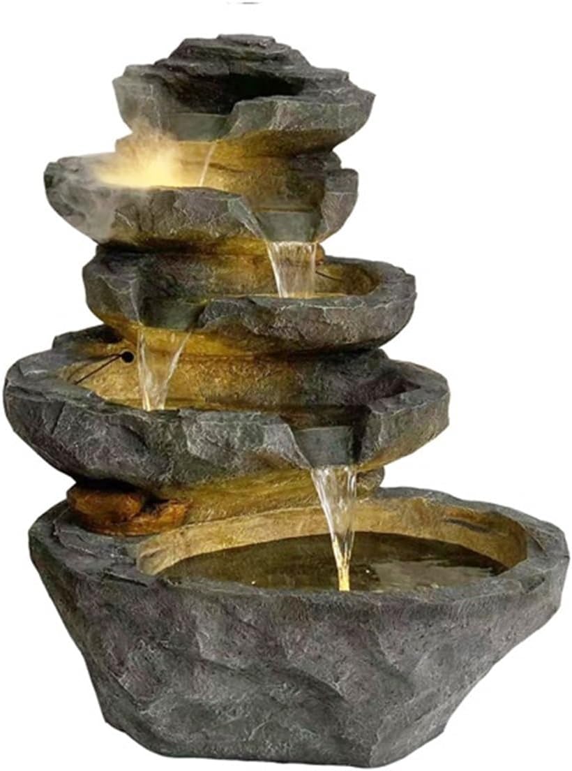 GLigeT Tabletop Fountain Water Decoration, Living Room Balcony Outdoor Courtyard Rockery Fountain Landscaping, Creative Landscape Fish Pond Landing Decoration Tabletop Water Fountain (Color : B)