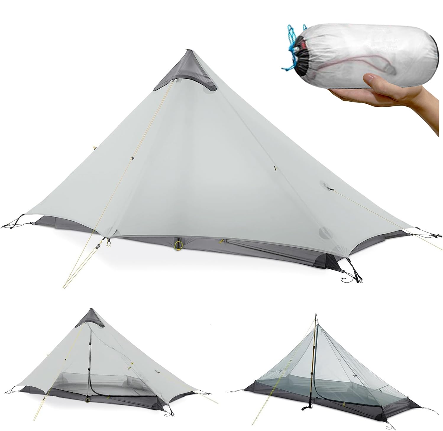 Three Bears Ultraleicht Wasserdichtes Rucksackzelt – Professionelles 1 Personen Campingzelt, Doppelwandig für Trekking & Outdoor Abenteuer