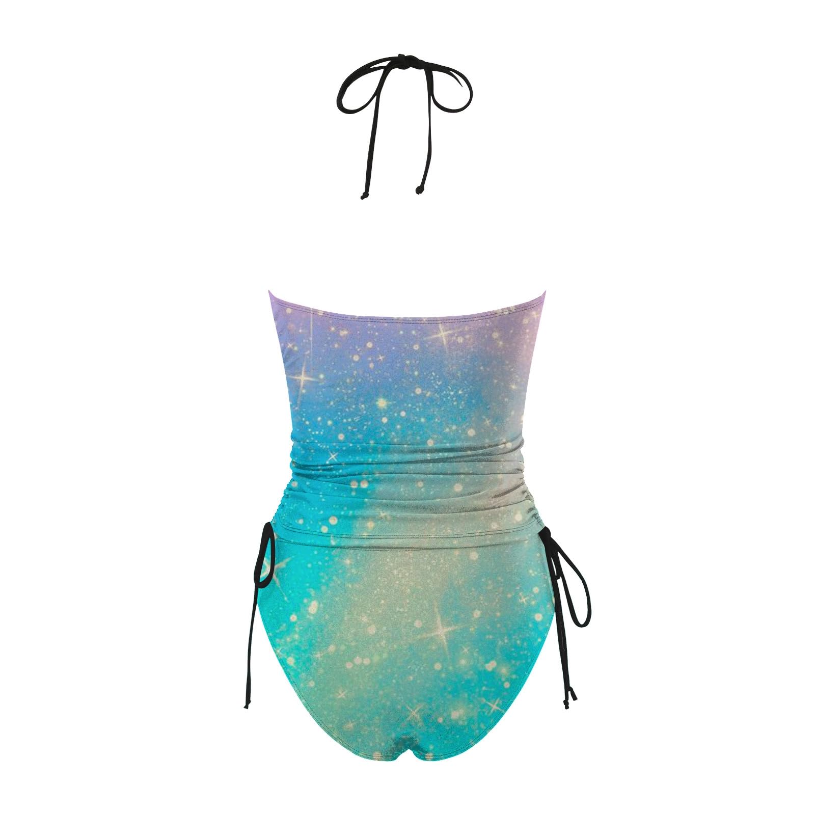 Women's Separate Color Gradient Star Print Swimsuit Tankini Set 2, Orange, S