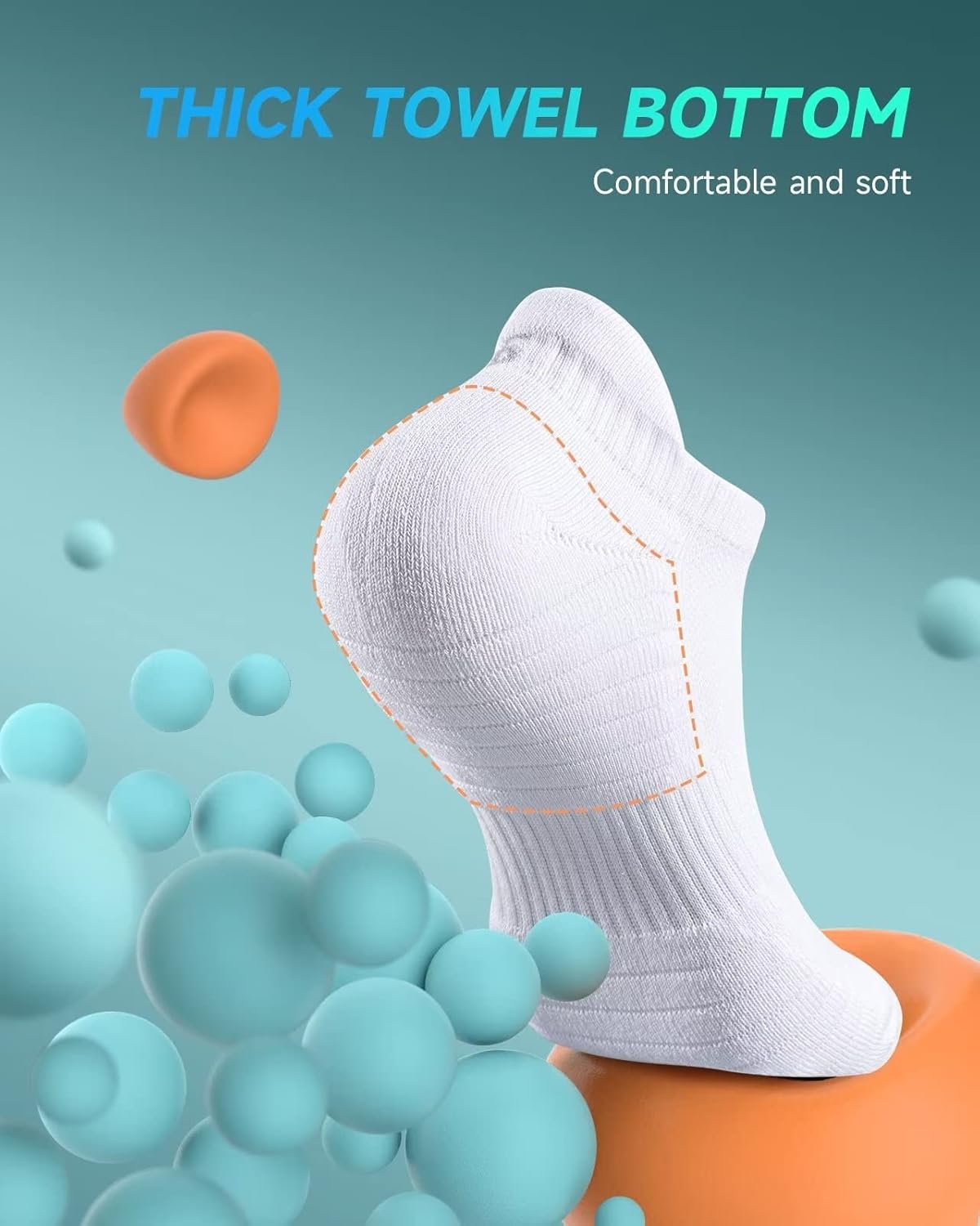 TANSTC Mens Socks,6 Pairs Anti-Blister Cushioned Breathable Cotton Athletic Ankle Running Sports Women Sock - Image 4