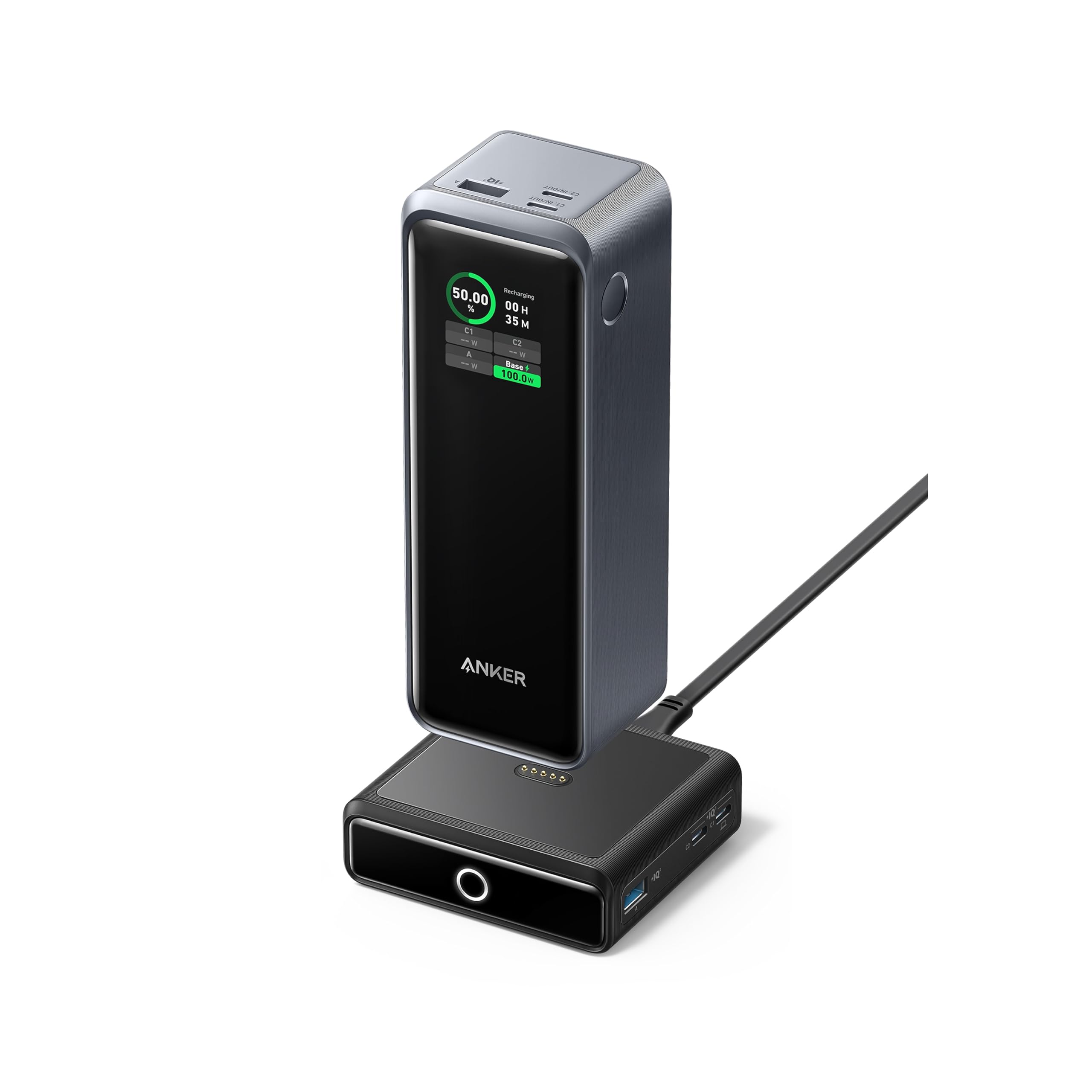 Anker Prime 27,650mAh Power Bank (250W) with 100W Charging Base, 3-Port Portable Charger, Smart App, Compatible with Macbook Pro/Air, iPhone 17/16 Series, Huawei, Samsung, Dell, AirPods, XiaomiAnker Prime 27,650mAh Power Bank (250W) with…