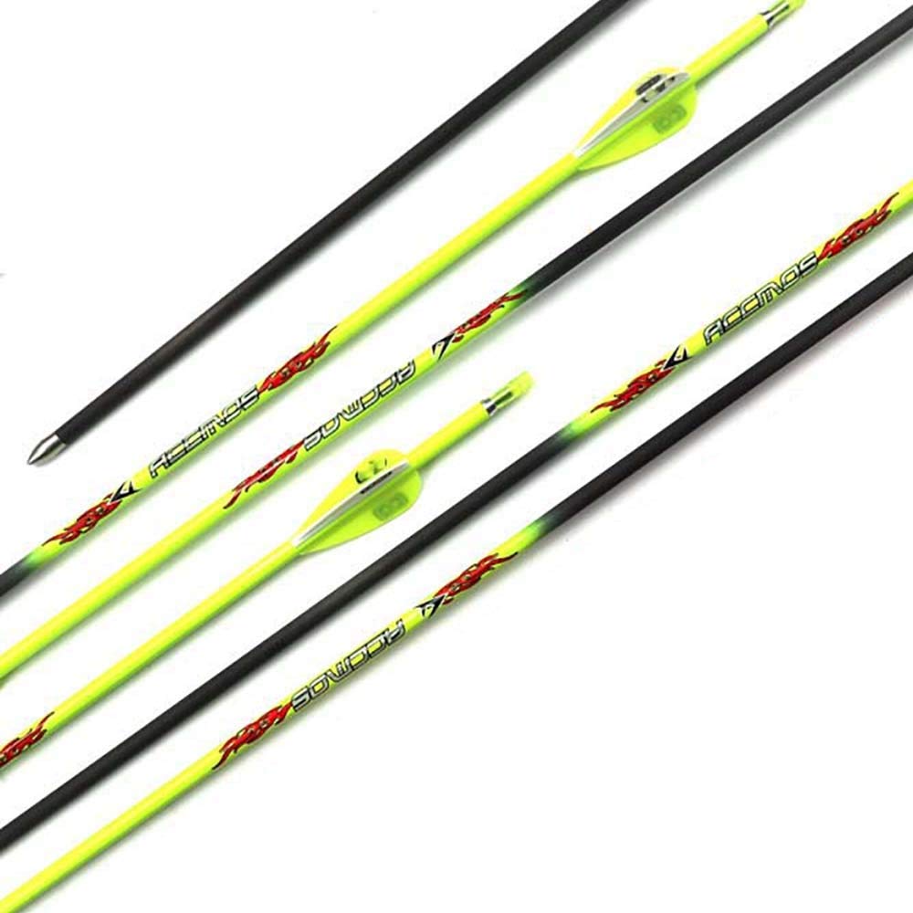 Diamètre Intérieur 4.2mm .165" Longueur Personnalisée Flèche Carbone 22-31 Pouces Spine 600 pour Entraînement Chasse avec Encoche Rotative pour Arc à Poulies et Arc Recurve Adulte Jeunesse 12pcs