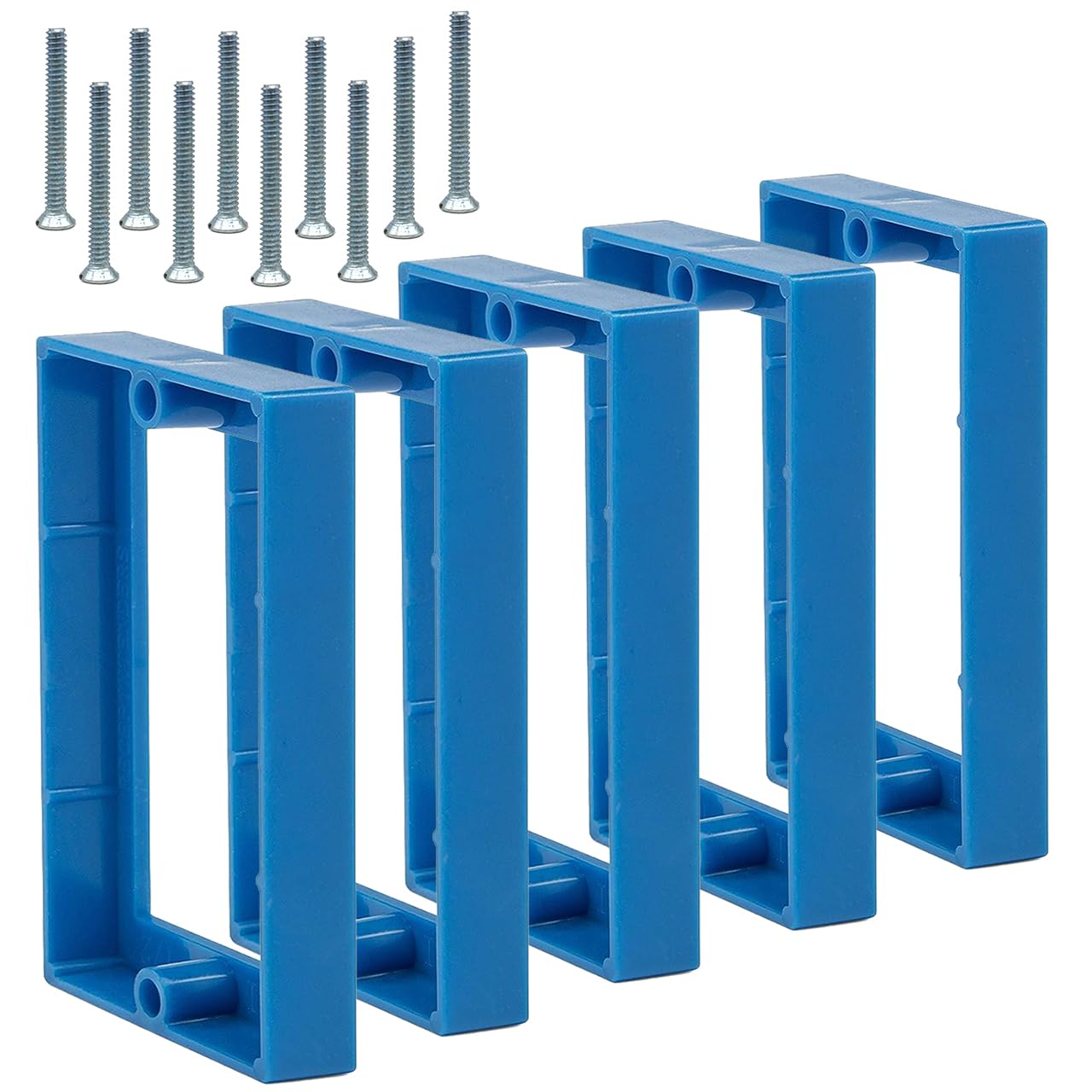 1/2" Single Gang Receptacle Box Extenders, UL Listed With 6-32 x 1.25 Screws, Electrical Outlet Extender for Switches (Blue) (Pack of 5)