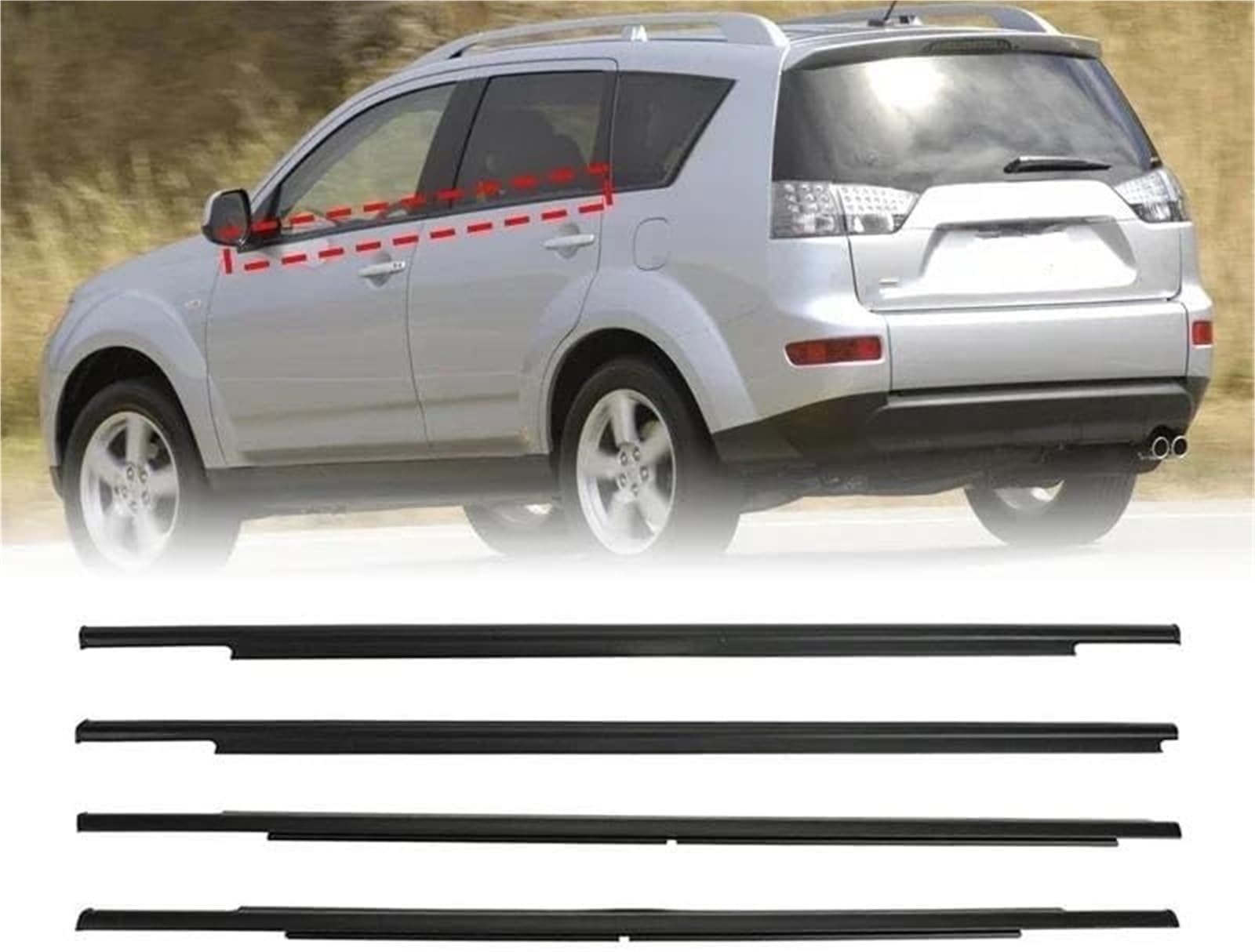 Uszczelka gumowa automatyczna Zewnętrzna uszczelka gumowa okien, dla Mitsubishi dla Outlander 2007-2012 listwa drzwiowa boczna tapicerka akcesoria uszczelniające