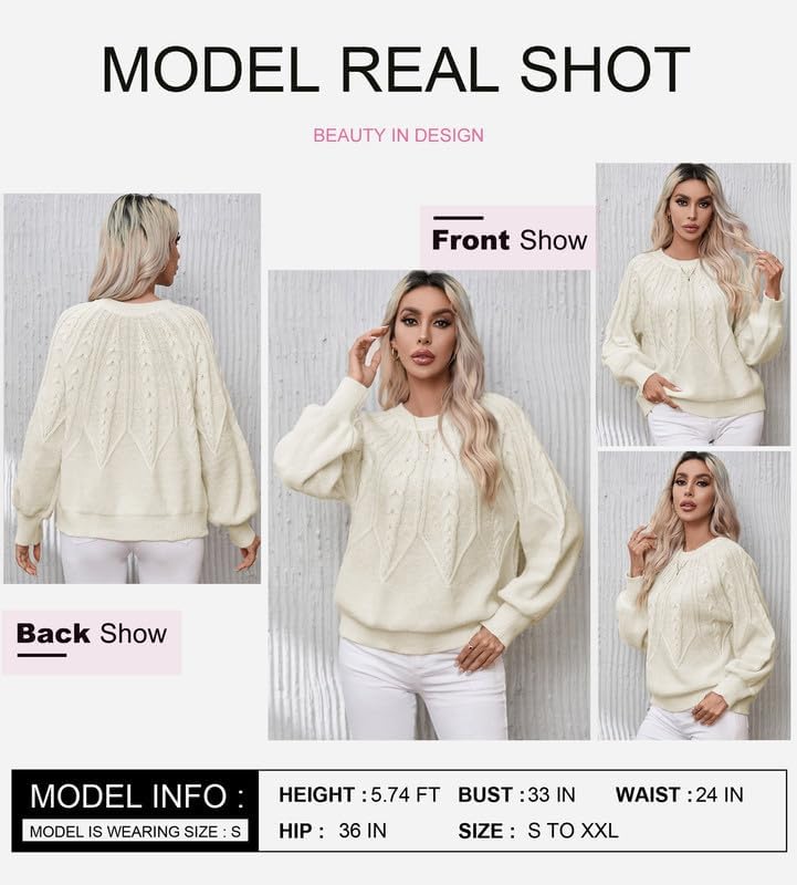 Dokotoo Womens Sweaters Crewneck Long Sleeve Cable Knit Chunky Sweater Tops Fashion 2025 Fall Outifits - Image 4