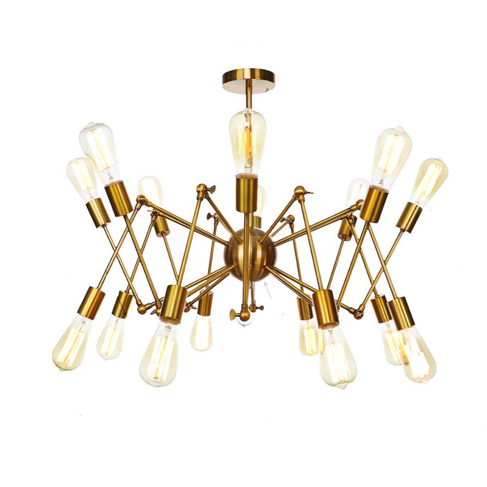 NZDY Gilded Chandelier 8 Lights Modern Sputnik Mid Century Pendant Lighting Fixture Vintage Gold Ceiling Light Fixture for Kitchen Dining Room Living Room,Golden,16 Lights