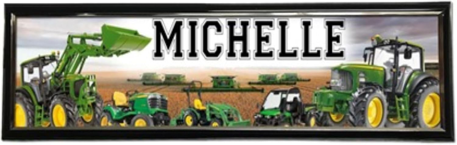Johns Deeres - 10"x31" Personalized Name Poster with Hard Frame, Customize Name Sign, Birthday Party Banner