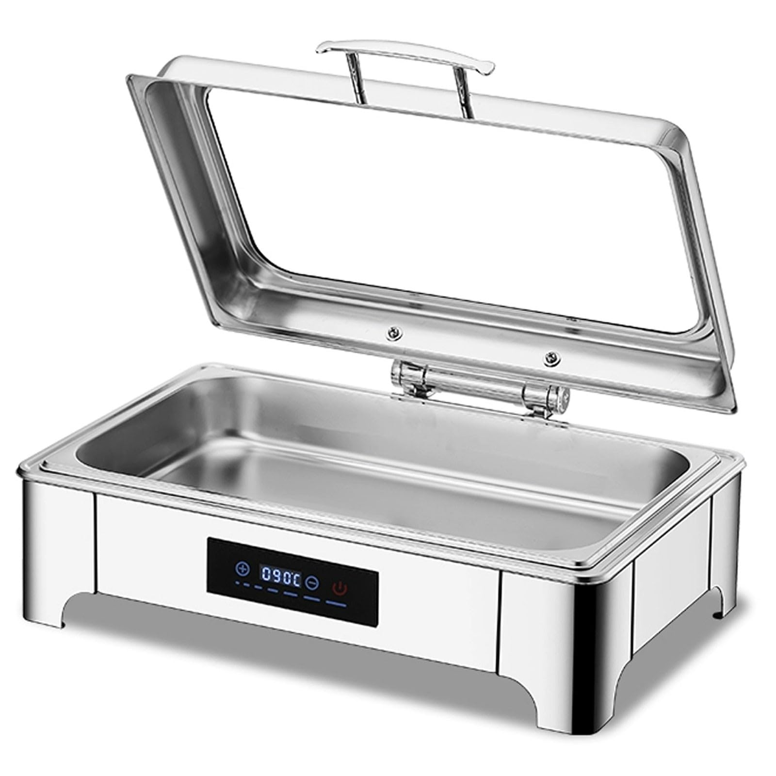 Vassoi per buffet per feste, buffet, server elettrico con temperatura regolabile 30-90 °C, controllo Smart Touch LED, discesa silenziosa, finestra in vetro di vista