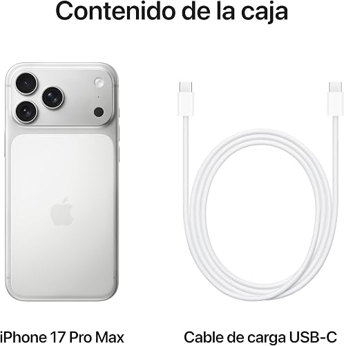Apple iPhone 17 Pro Max 256 GB: display 6,9", ProMotion fino a 120Hz, chip A19 Pro, autonomia mai vista su iPhone, sistema di fotocamere Pro Fusion, fotocamera frontale Center Stage; Argento - 6