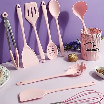 Kitchen Tools Set of 10 Heat Resistant Silicone Cooking Utensils Cooking Tools Kitchen Utensils Kitchen Tools Pink