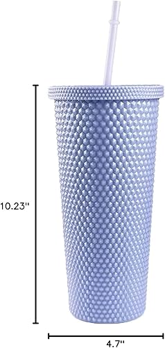 Miniatura 2 de Sekirou Vaso de doble pared mate con tapa y pajilla 22 onzas de agua personalizable taza de café frío morado