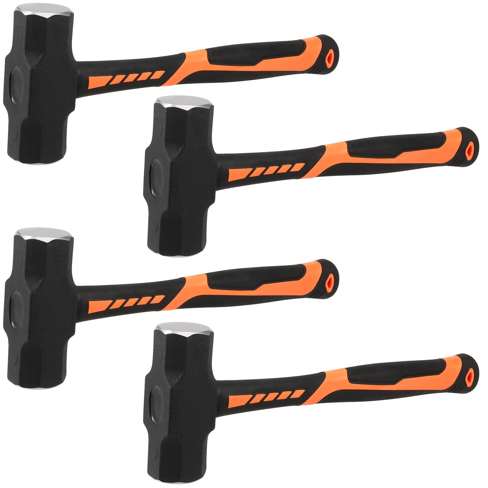 MUKCHAP 4PCS 4LB Sledge Hammer, 14.5 Inch Club Hammer with Forged Steel Head & Fiberglass Handle, Drilling Crack Hammer for Camping, Removing