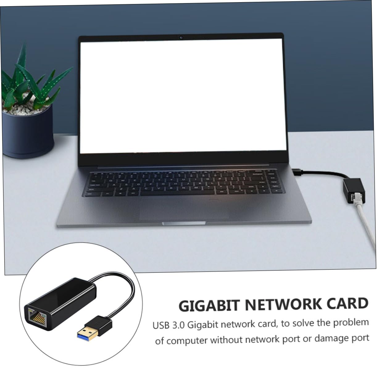 Adattatore USB Ethernet Gigabit USB 3.0 1000 Mbps Nero | Abs, Plug And Play senza Driver, Compatibile Sistemi, Interfaccia USB Inclusa