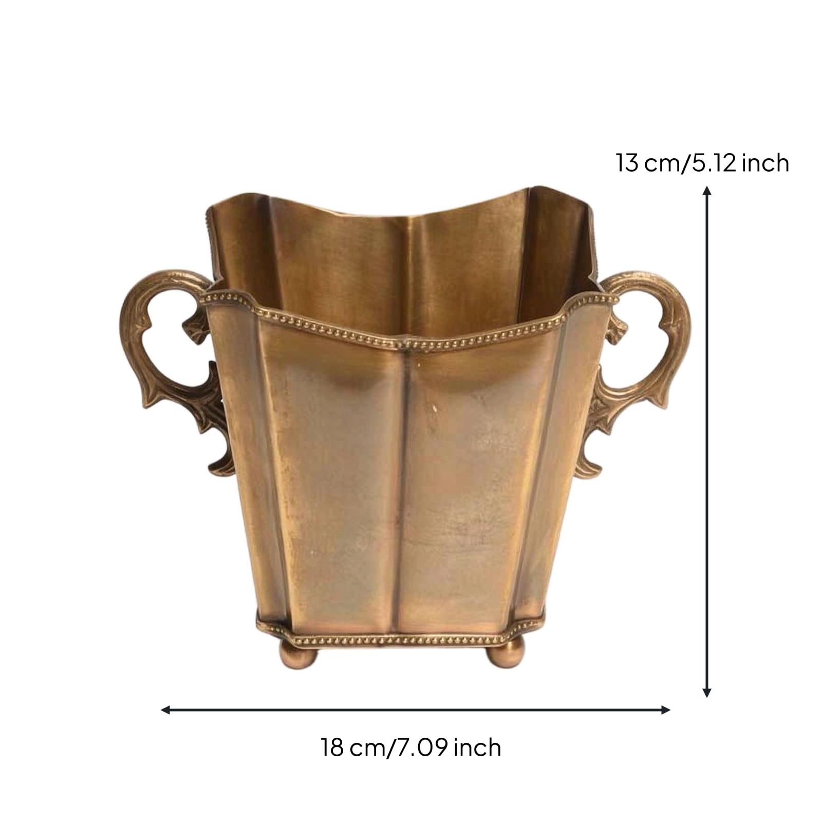 Jarrón Metal Elegante Florero con Relieve Tono Latón Contenedor corativo Metal para coradores, Europeo, Con Asa De Latón