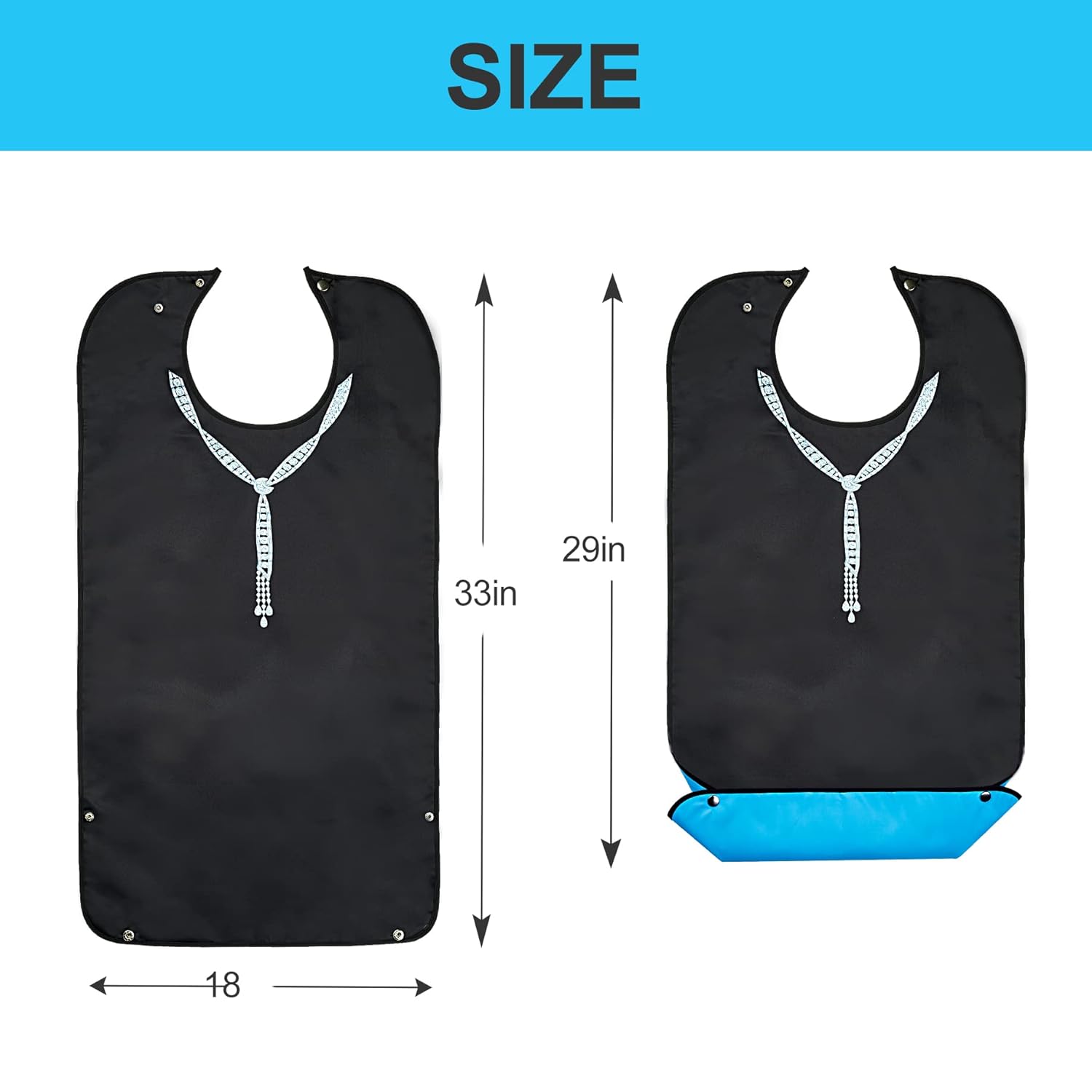 Adult Bibs for Women Eating Washable Waterproof - 7 Pack Bib for Reusable Elderly Adults Crumb Catcher Senior Citizens Dining Adjustable Snap Closure with Crumb Catcher Clothing Protectors