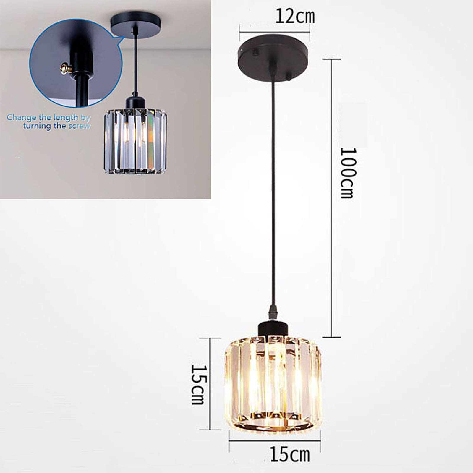 Lámpara colgante de techo de Cristal para Isla de cocina, iluminación LED Ajustable para Bar, comedor, dormitorio, Moderna lámpara colgante de Cristal Min K9, 15 x 15 cm (6 x 6 pu