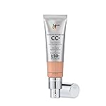 IT Cosmetics CC+ Cream (Medium Cool) - Natural Full Coverage Foundation With SPF 50+, Color Corrector & Anti-Aging Hydrating Serum, Hyaluronic Acid + Peptides, Lightweight - 1.08 fl oz