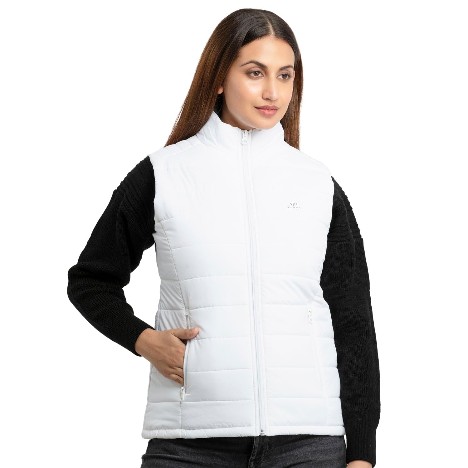 status quo Womens Quilted High Neck Sleeveless Jacket-picture-23