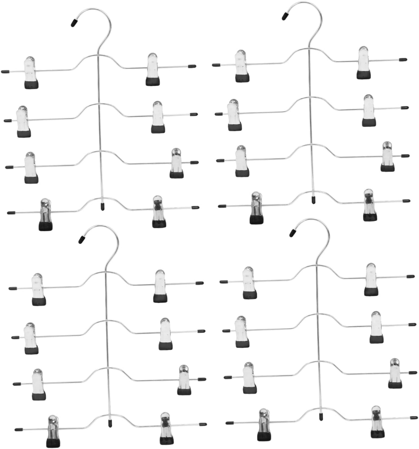 4pcs Multi-Functional Skirt Hangers with Clips Space Saving Pants Hangers for Neat Clothing Organization High Manganese Design for Closet Storage