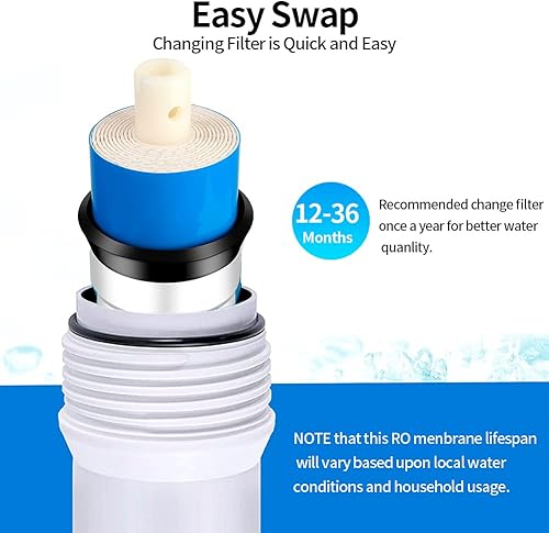 Miniatura 6 de CXZTCL Membrana RO 500G Membrana de ósmosis inversa para debajo del fregadero Filtro de agua de ósmosis inversa Cartrige reemplazo se adapta al