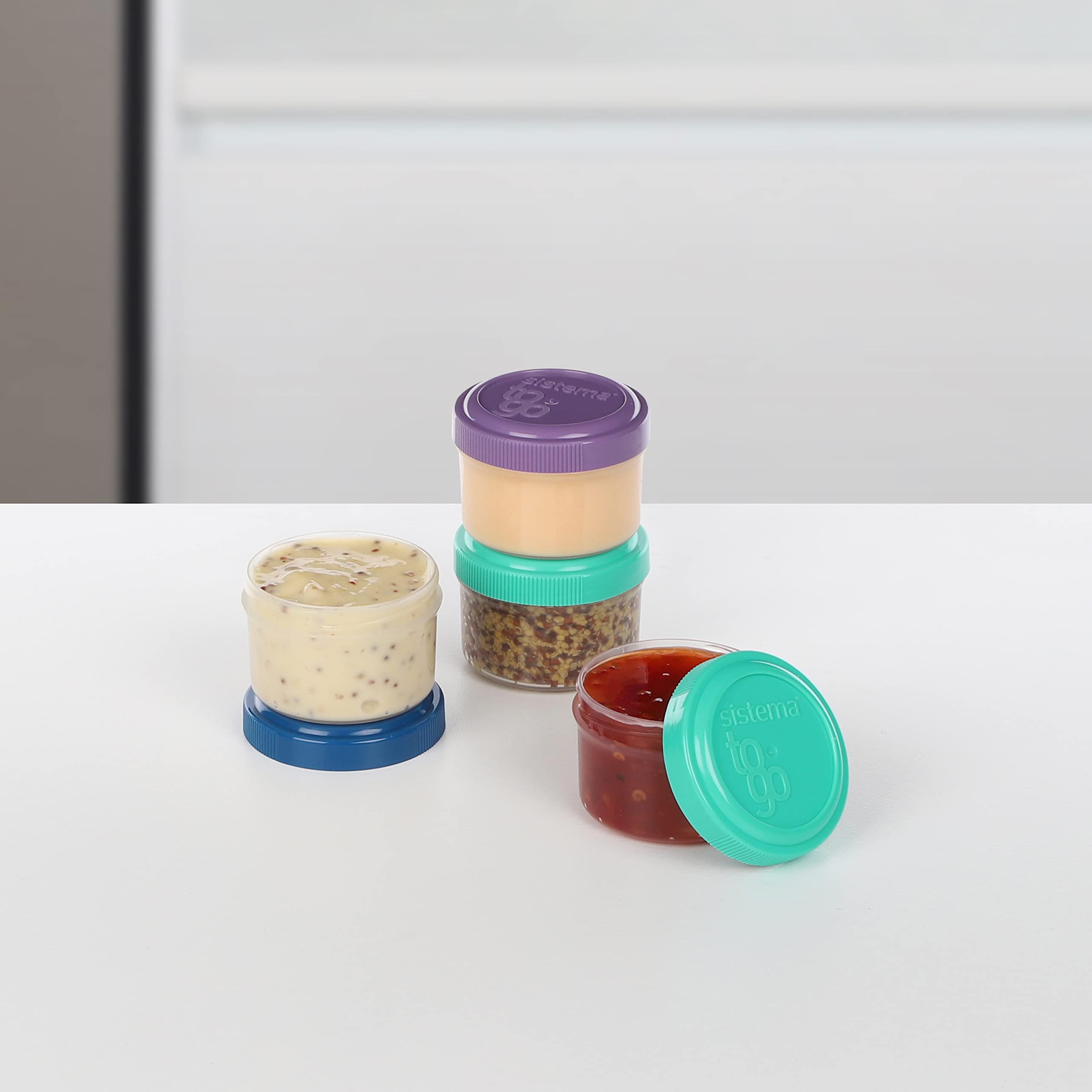Sistema 4-Piece Salad Dressing and Condiment Containers with Lids for ...