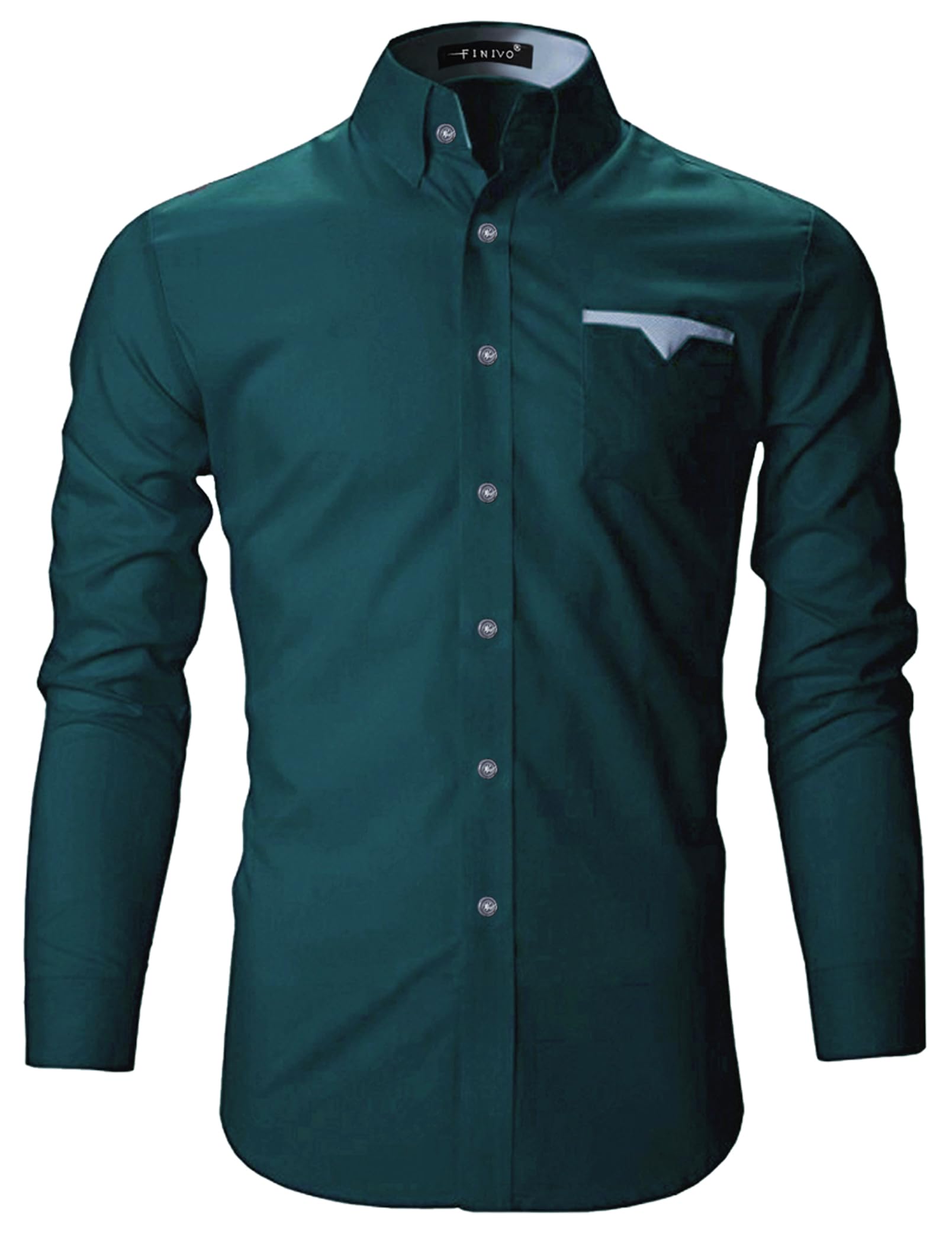 MacsivoCotton Blend Solid Casual Regular Fit Shirt for Men Full Sleeve Spread Collar with Stylish Pocket Shirt for Men