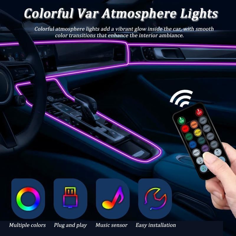 Luces led Coche Interior para Audi RS3 2011–2025 | 8M Multicolor Iluminación Ambiental, Tira de Luces LED para Interior de Coche con Control Remoto
