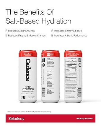 Cadence Electrolyte Drink Cans Melonberry - Case (355ml x 12) - US | Science-Backed Hydration | Zero Sugar, Zero Caffeine | Sodium, Potassium & Magnesium for Performance & Recovery