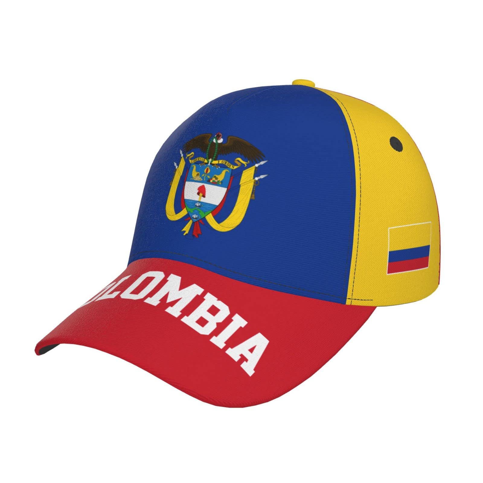 Rfshop Unisex #1458 Colombia Flag Colombian Baseball Cap Full Print Adult Men Hat Patriotism Supporter Soccer Caps Black
