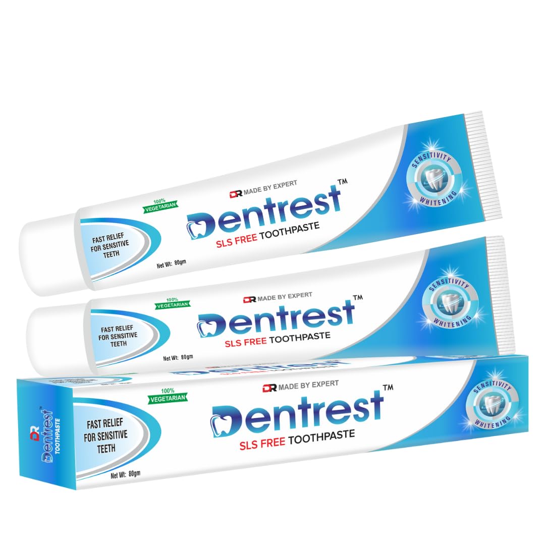 SLS-Free Toothpaste | Fast Relief from Tooth Sensitivity & Tooth Pain | Suitable for Family Kids 4+ Years and Adults | Chemical-Free Gentle Formula | Fights Bad Breath, Removes Bacteria & Protects Oral Health | Pack of (320 g (80 g x 4))