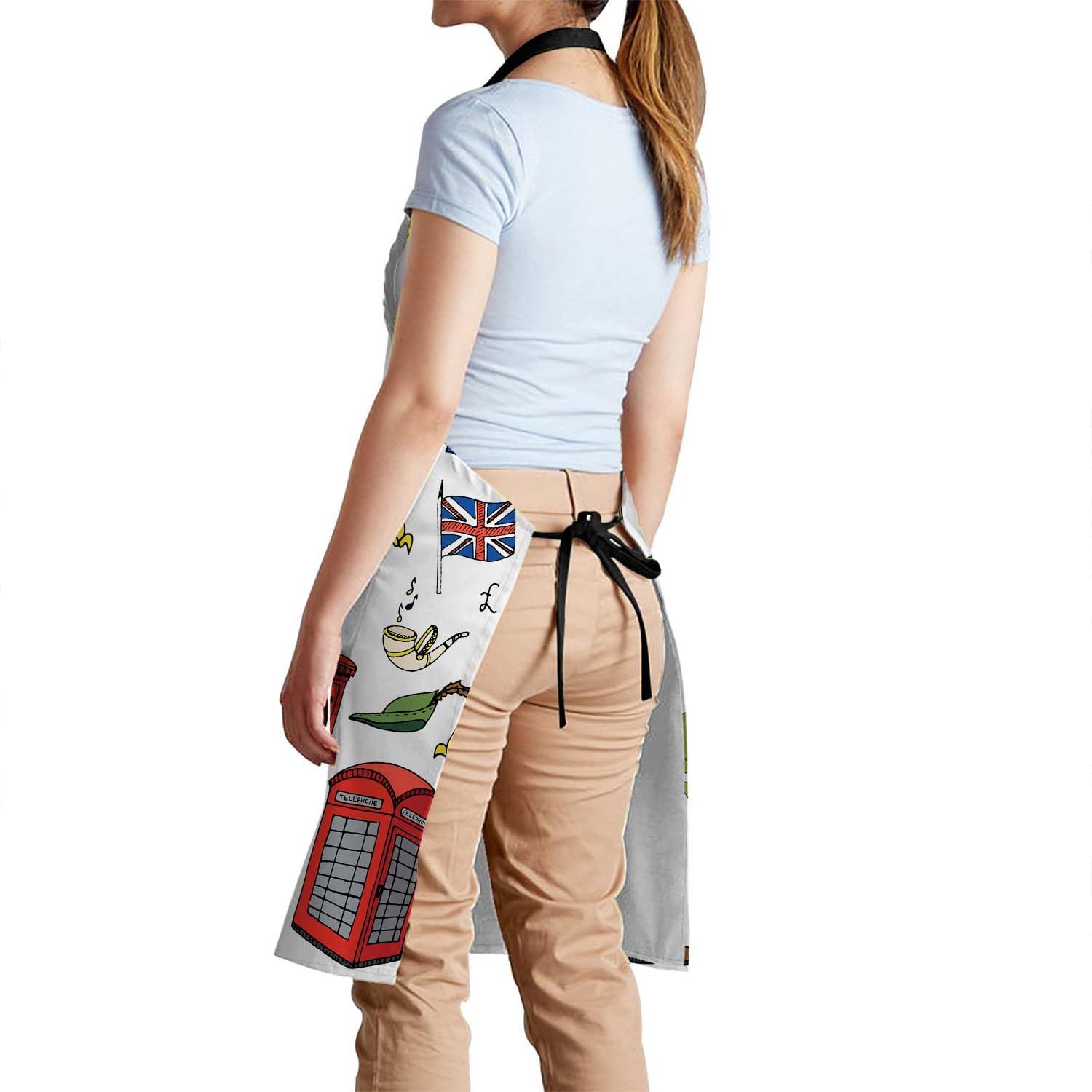 Smooffly London Elements British Symbols Apron Adjustable Apron Cooking Kitchen Chef Women Men Aprons for Home Kitchen Restaurant - Image 3