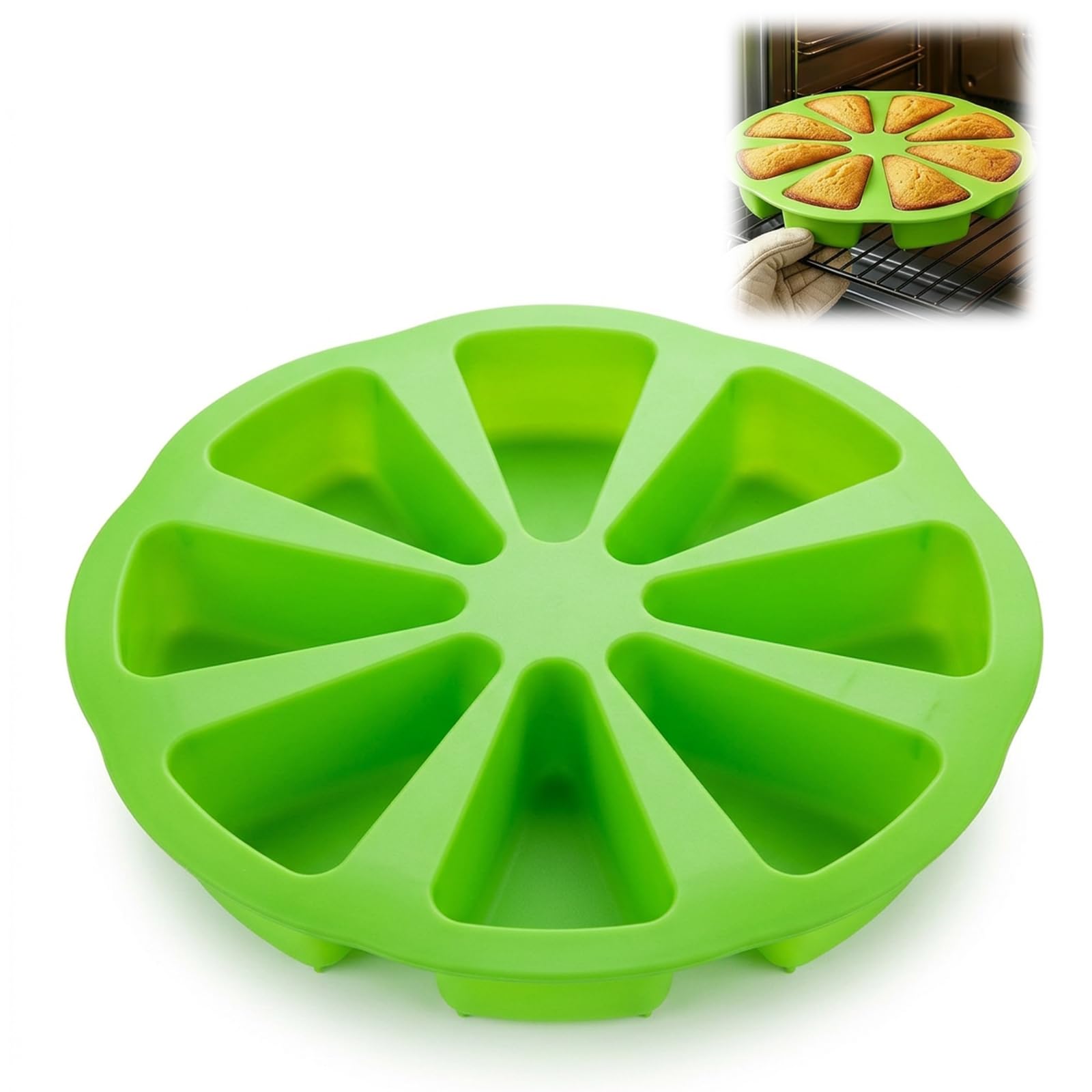 XLTXWD Silicone Cake Mould & Silicone Baking Moulds, 8 Cavity Kitchen Tool, Multi-Purpose Cake Mould for Dessert Making, Practical Cake Moulds for Baking and Pastry Production(Green)