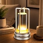 Black Rechargeable LED Table Lamp – Portable Crystal Lantern with Touch Control, 3-Color Dimmable Light, 2000mAh Battery for Indoor & Outdoor Use