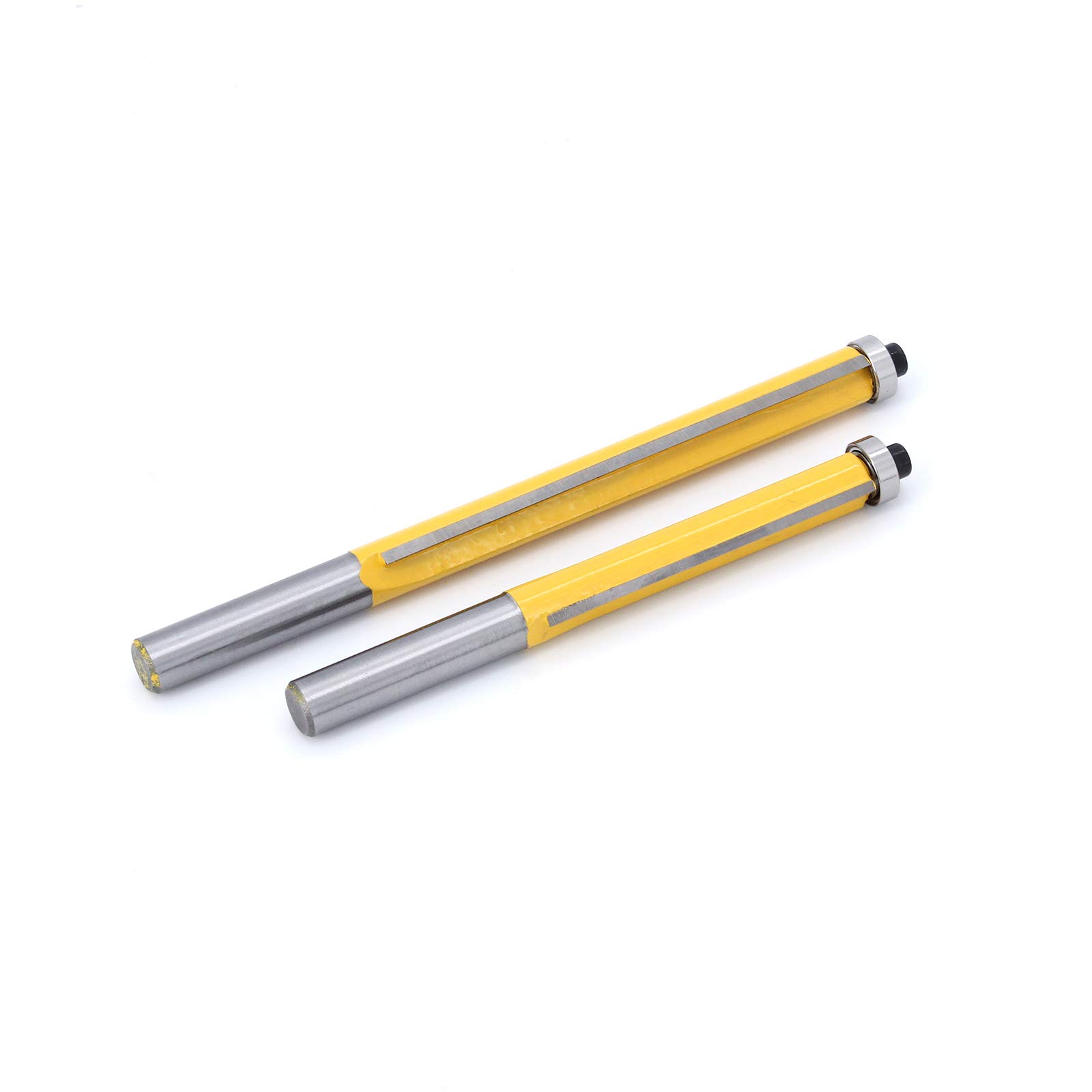 2Pcs 8mm Tige Fraise à affleurer à roulement, Fraise à Copier Avec Roulement Supérieur, Extra-longue Fraise à Bois