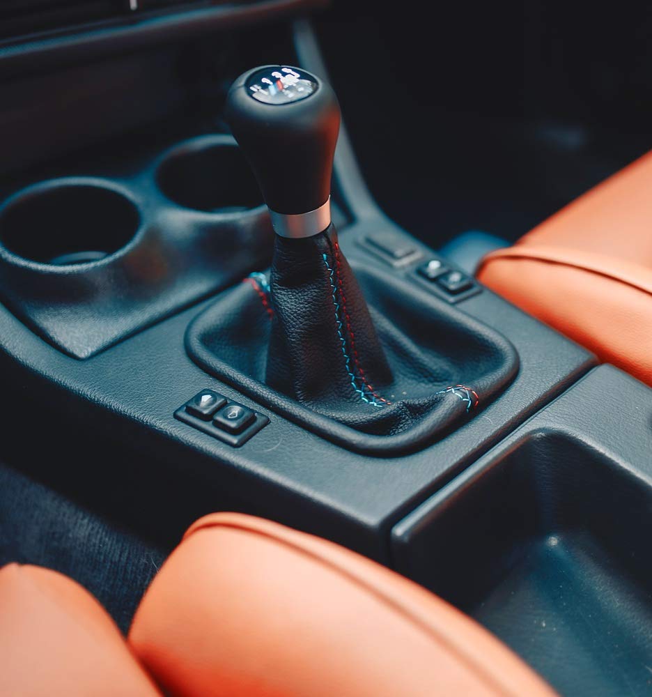 RedlineGoods Shift Boot Compatible with BMW 3-Series 1982-90. Tailor Made - not Universal. Genuine top-Grade Italian Black Suede (Alcantara) with Red Thread