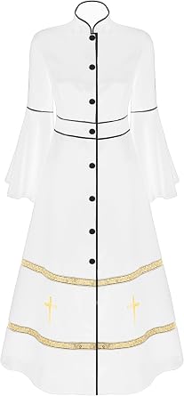 Womens Clergy Dress Robe Flared Sleeves Church Outfits Minister Liturgical Vestment Robes