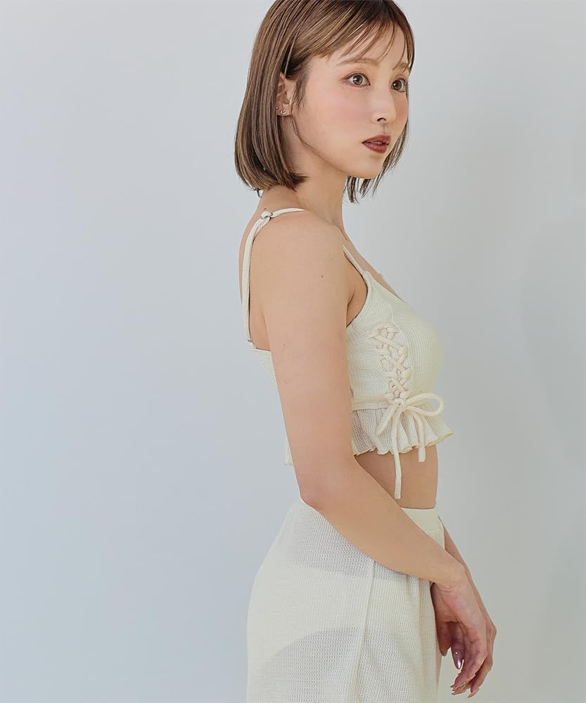 ■韓国■ ワッフル素材 レースアップ リボン ハイウェストビキニ Amazon.co.jp: [シードレス] ワッフル素材 レースアップ ビキニ
