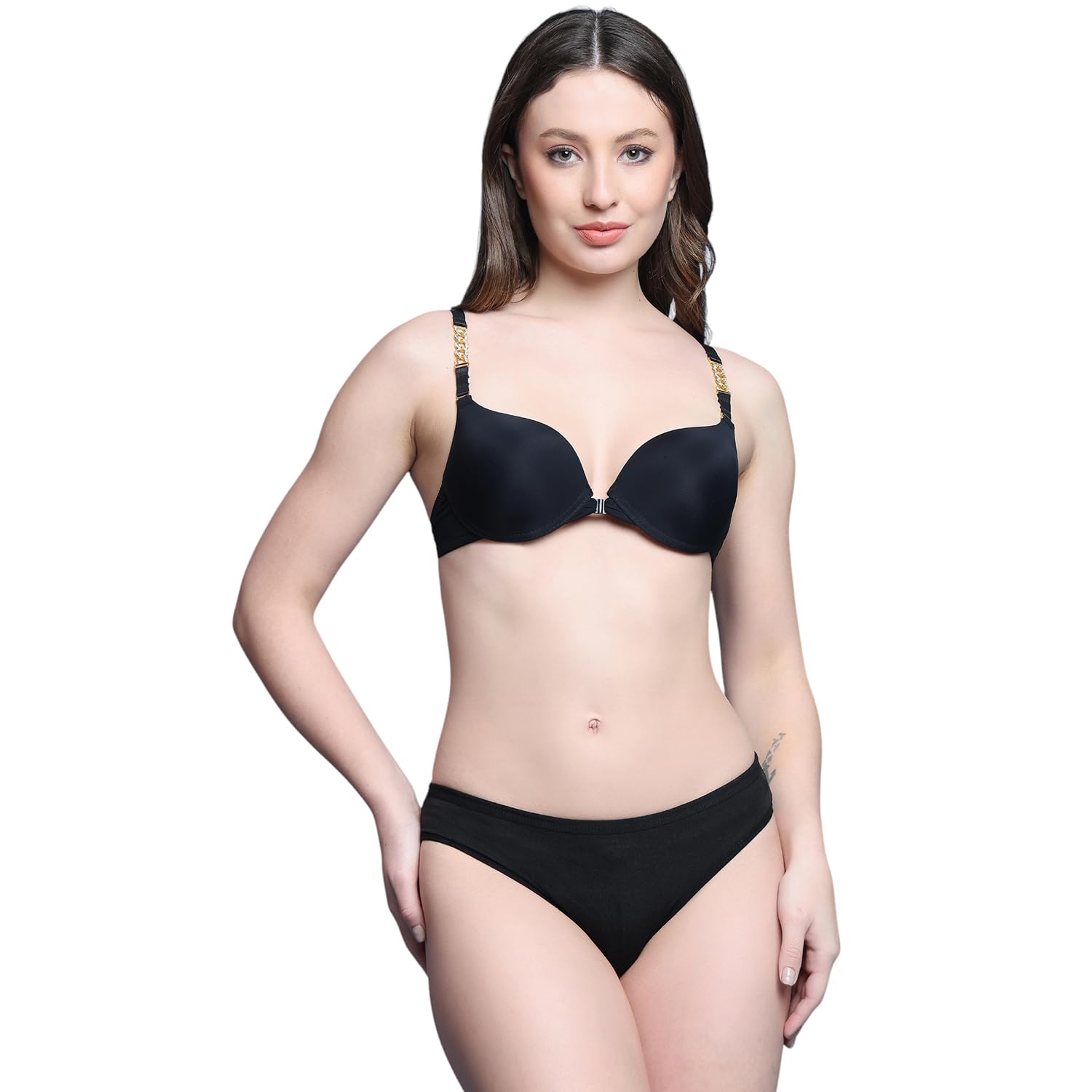 PrettyCat Pushup Padded Underwired Sexy Front Open Bra Panty Set-image-26