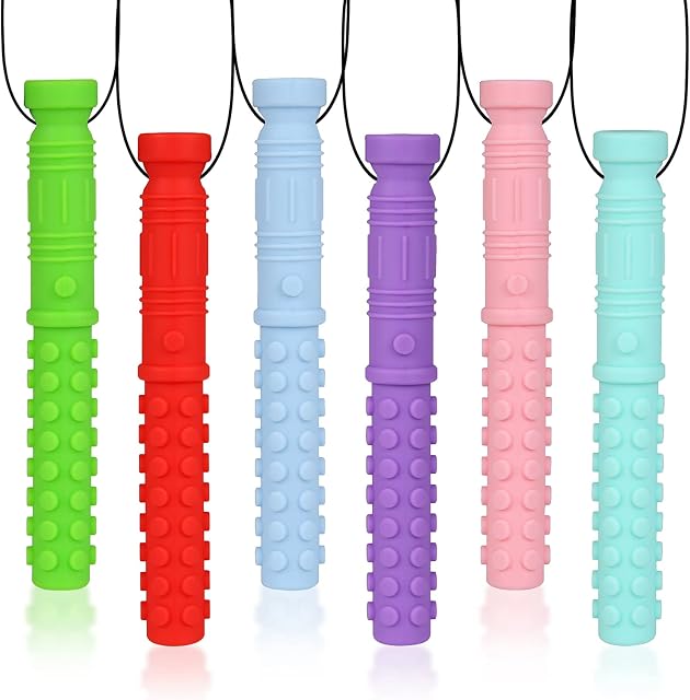 Seeway Sensory Chew Necklace for Boys Girls Kids, Oral Sensory Autism Chew Necklace, BPA Free Silicone Chew Toys for Autistic Children/Autism/ADHD/Teething Babies/Anxiety (6 Pack)