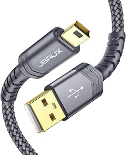 Mini USB Cable [2-Pack/1M+2M]，JSAUX USB 2.0 Type A to Mini B Charging Cable Compatible with PS3 Controller, Garmin GPS, Blue Yeti,Hero 3/4, Dash Cam, Nikon, Canon, Sat Nav, Camera, Mini B Charger-Grey