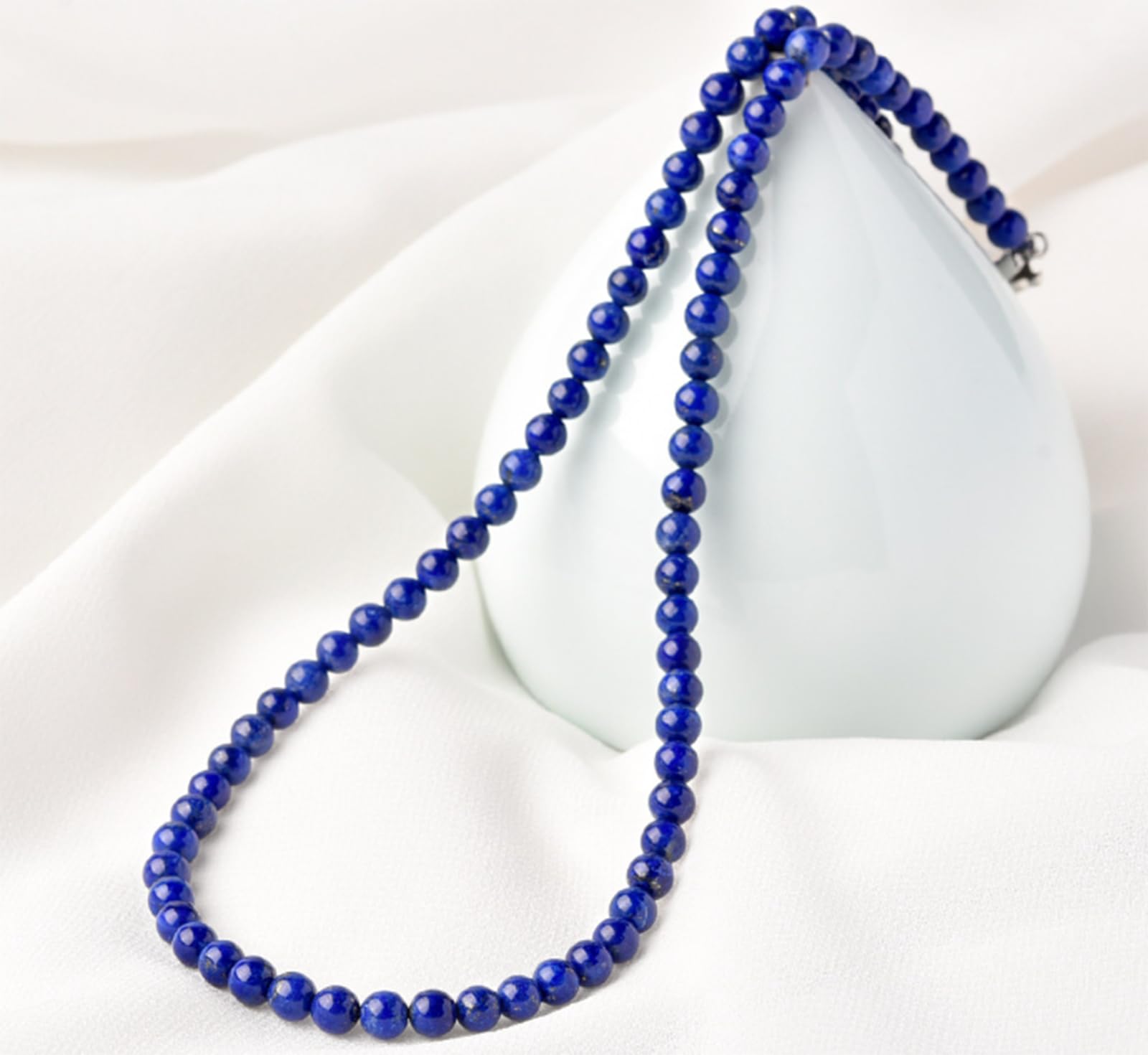 Collar de Cuentas de Cristal para Mujer y Hombre, Collares de lapislázuli Natural, joyería de Cuentas Hecha a Mano para Verano, Playa y Conjuntos de Capas,5.5mm