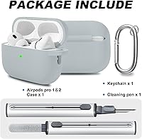 Vista 784 de Funda para AirPods Pro con kit de limpieza, funda de silicona suave para Apple AirPod Pro de 1ª/2ª generación, accesorios de funda AirPods Pro/Pro 2