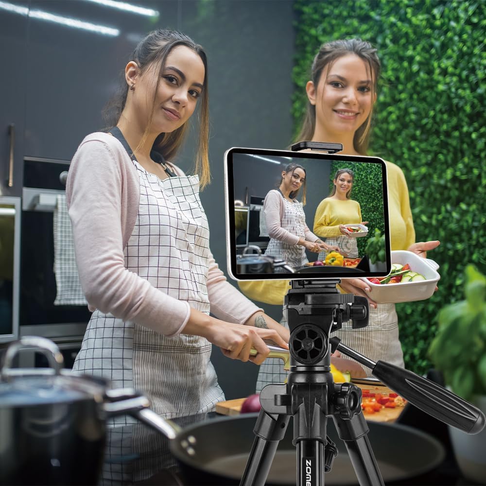 Q100 21" Desktop Mini Tripod, Aluminum with 2‑in‑1 Phone&Tablet Clip image 5