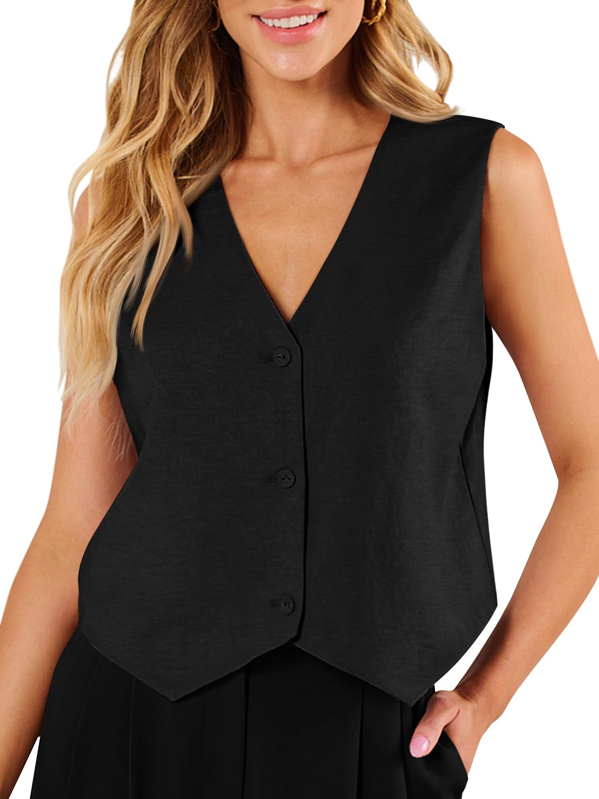 AUTOMETVest for Women Summer Tops Spring Outfits Linen 2025 Fashion Button Down Sleeveless Business Casual Dressy Clothes