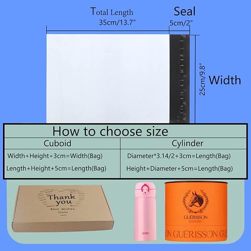 newlng Emballage Colis Vinted 100 Enveloppe Plastique Expedition 25 cm x 35 cm / 9.8X13.7in Pochette Envoie Colis Vinted Blanc Opaque étanche Et Résistant à L'humidité - 2