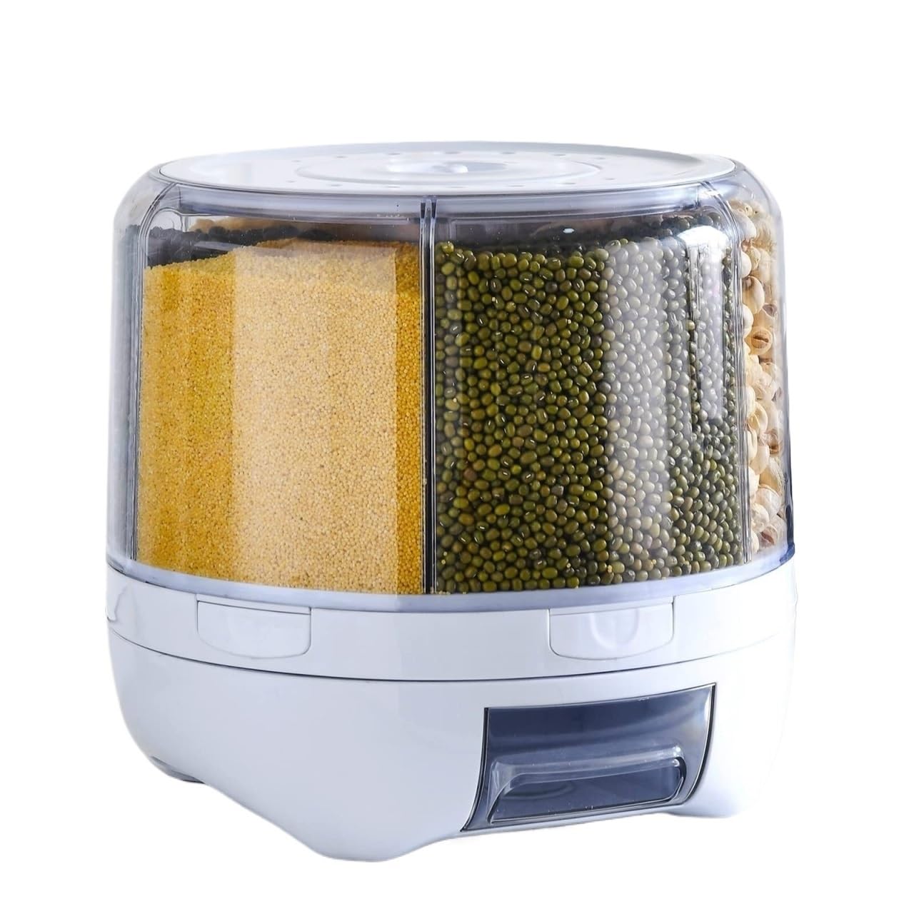 CVdrtyED Dry Food Cereal Dispenser 6 Grid Grain Dispenser Rice Food Container Beans Containers for Peanut Barley Cereal Pantry Rice Container