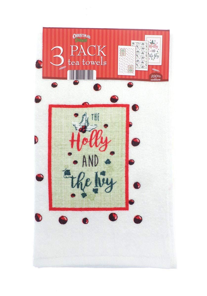 COUNTRY CLUB Holly And The Ivy 3Pk Christmas Tea Towel